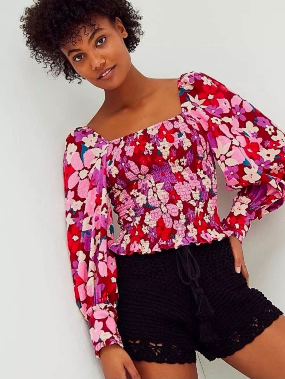Free People Sz Large Floral Top Boho